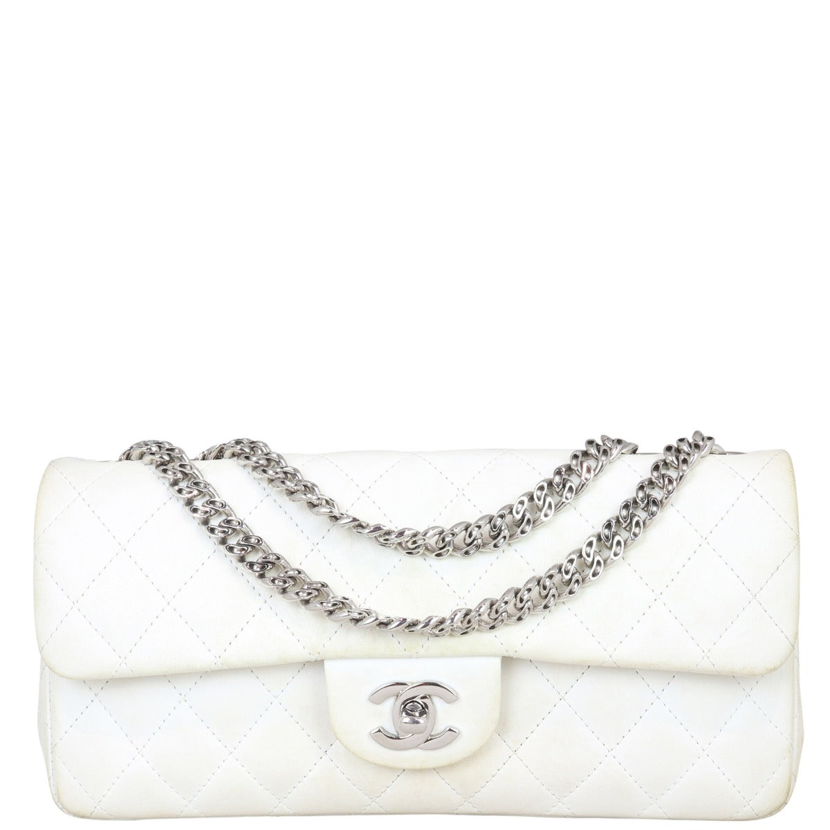 Chanel East-West Bag White Flap Handbag