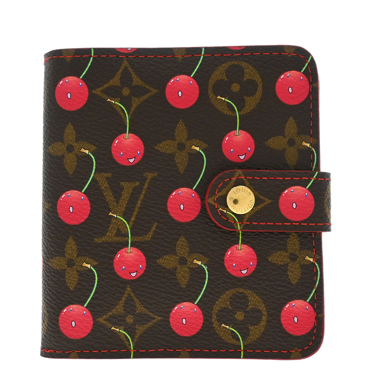 Louis Vuitton 2005 Monogram Cherry Compact Zip Wallet