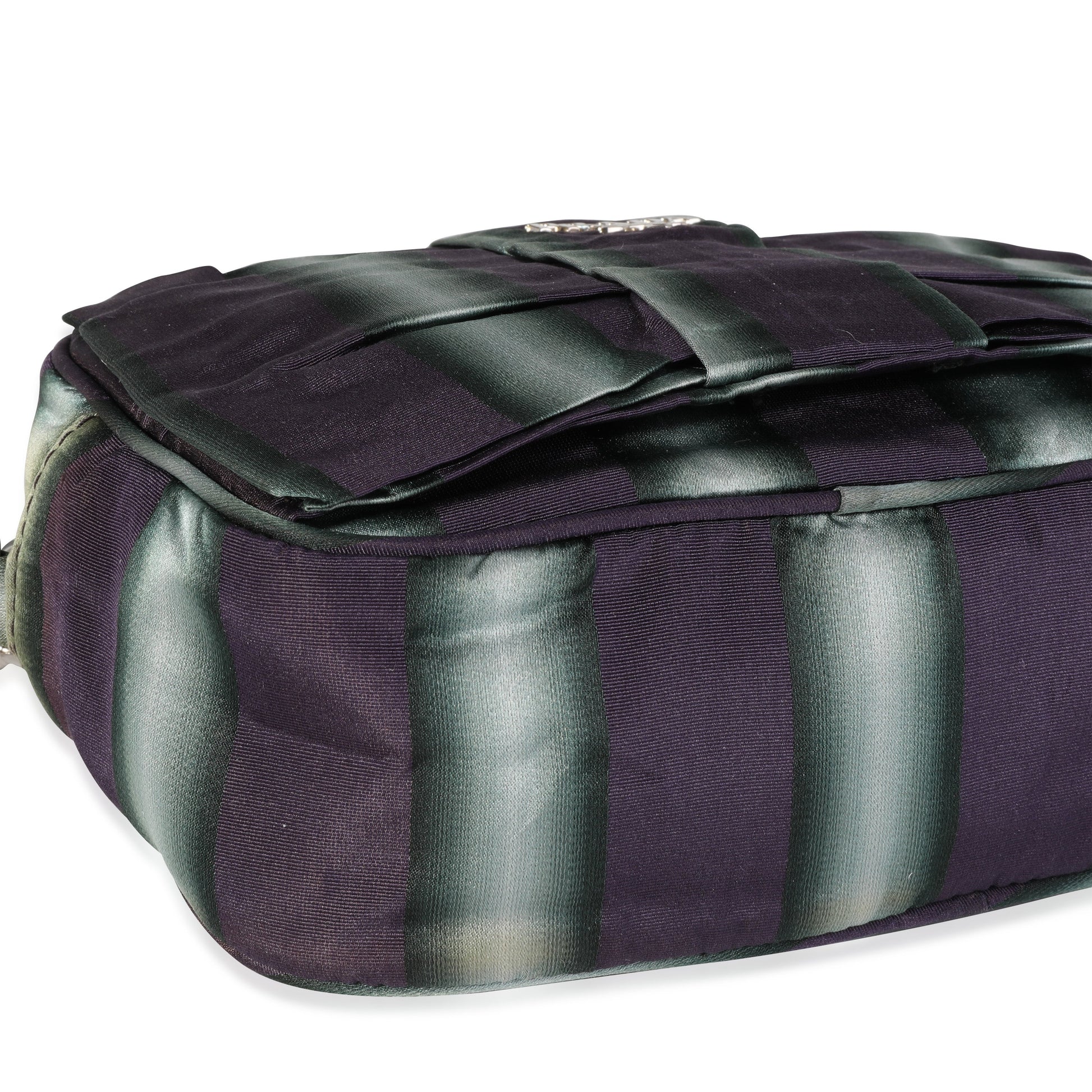 Prada And Grey Striped Camera Bag Nylon Gray Purple Crossbody Bag