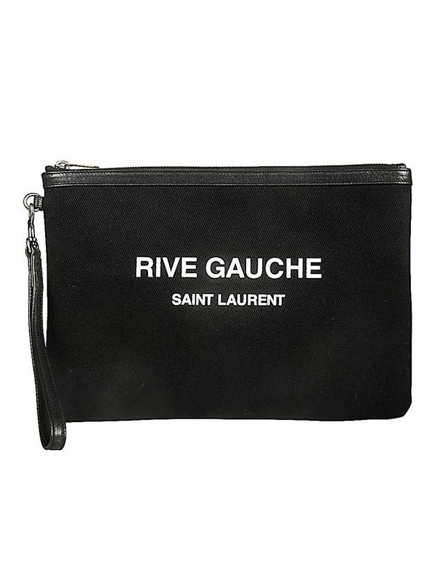 YSL Saint Laurent Saint Laurent Trending Rive Gauche Print Clutch Canvas Black Clutch Bag