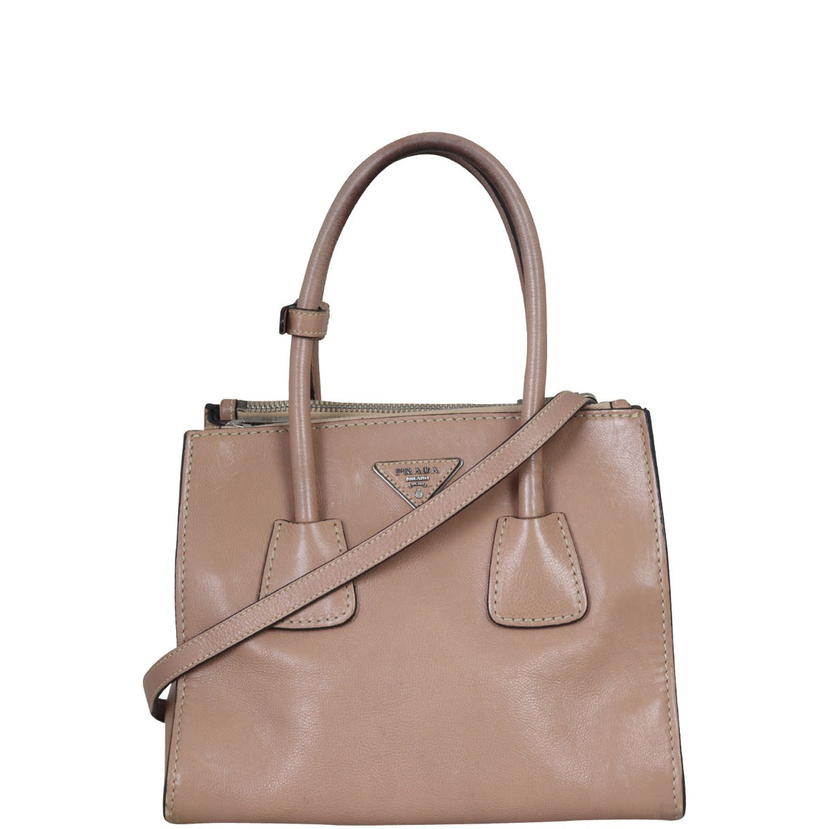 Prada Twin Pocket Glace Calfskin Tote Handbag Small Tote Bag
