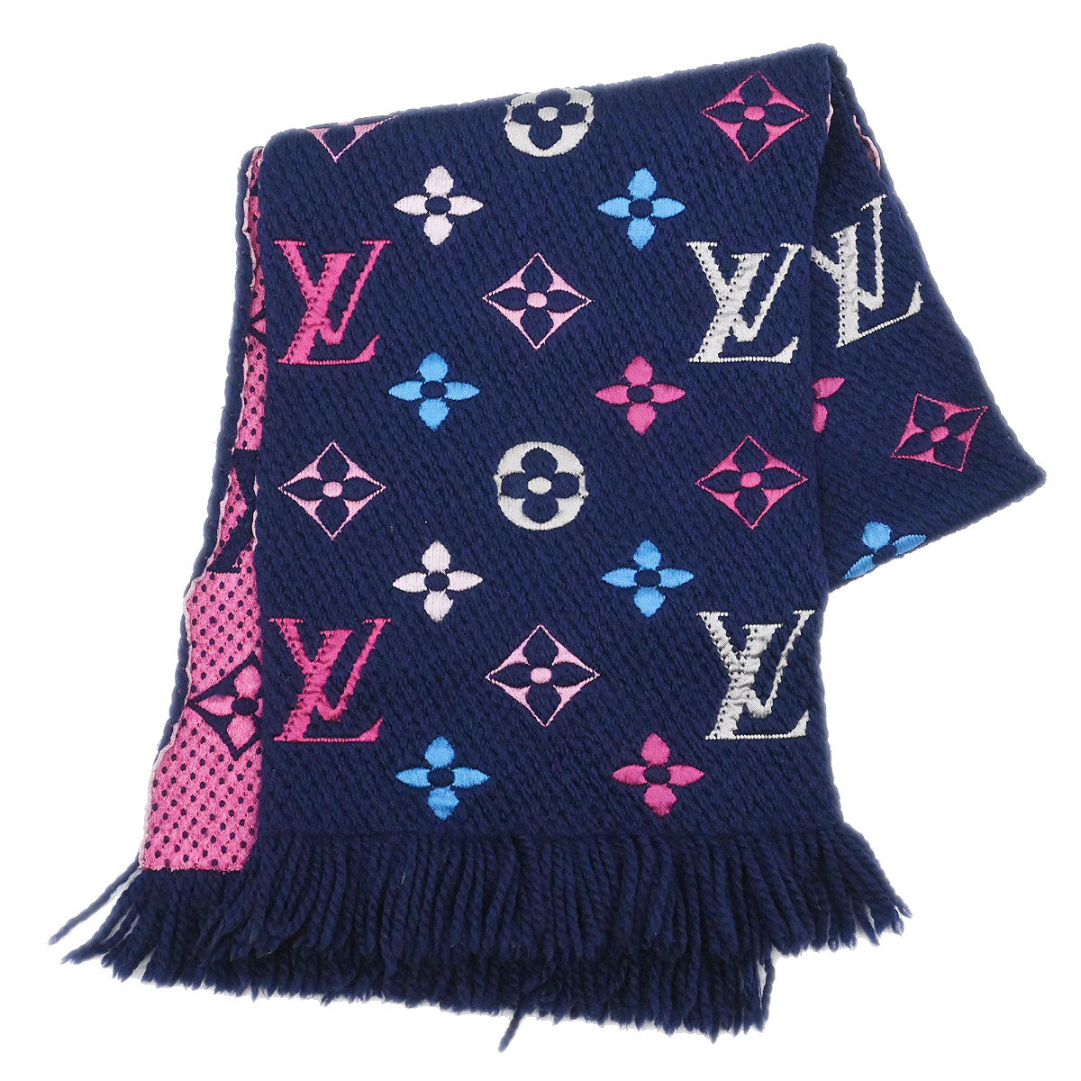 Louis Vuitton Navy Monogram Echarpe Logomania Rainbow Scarf