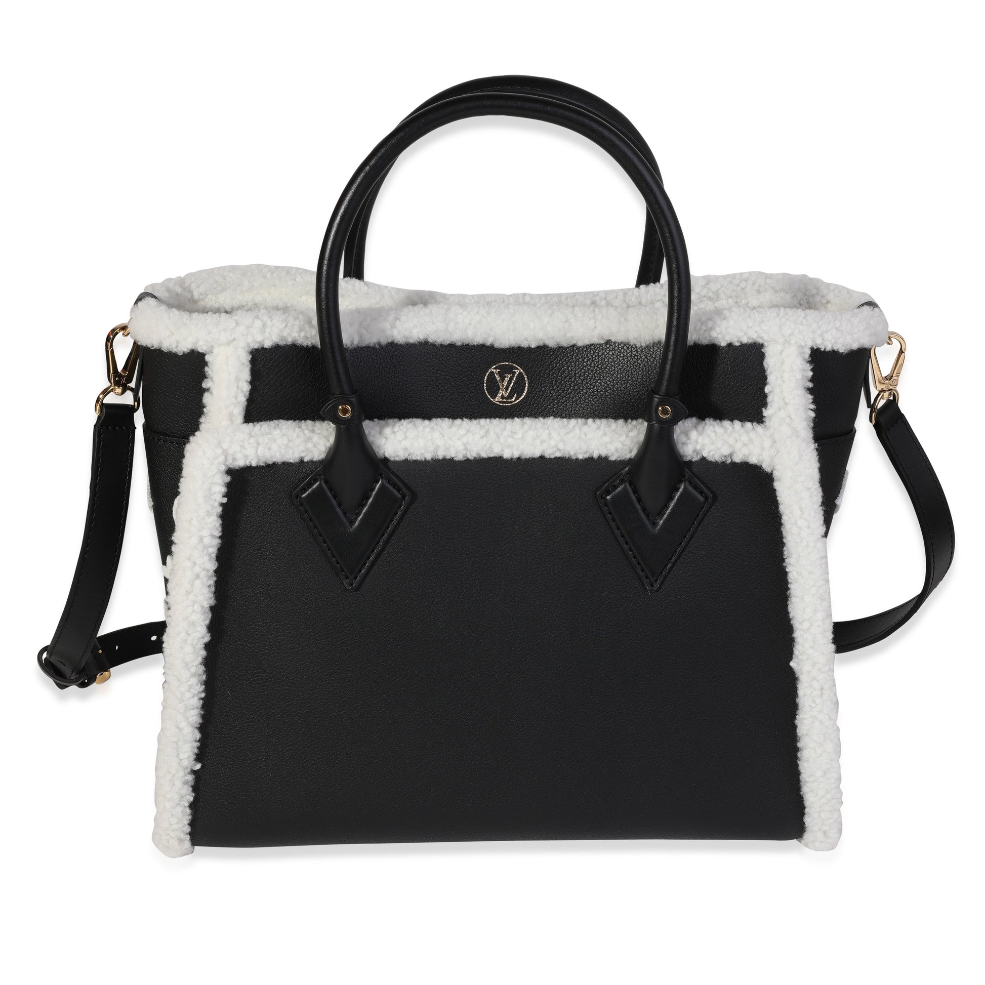 Louis Vuitton Grained & Shearling On My Monogram Calfskin Black White Handbag