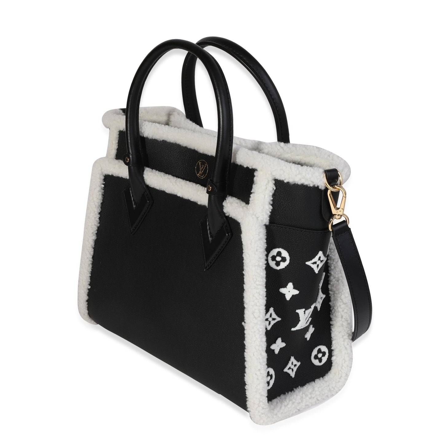 Louis Vuitton Grained & Shearling On My Monogram Calfskin Black White Handbag