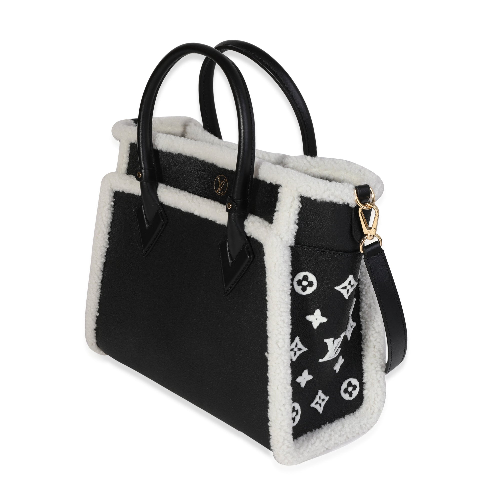Louis Vuitton Grained & Shearling On My Monogram Calfskin Black White Handbag