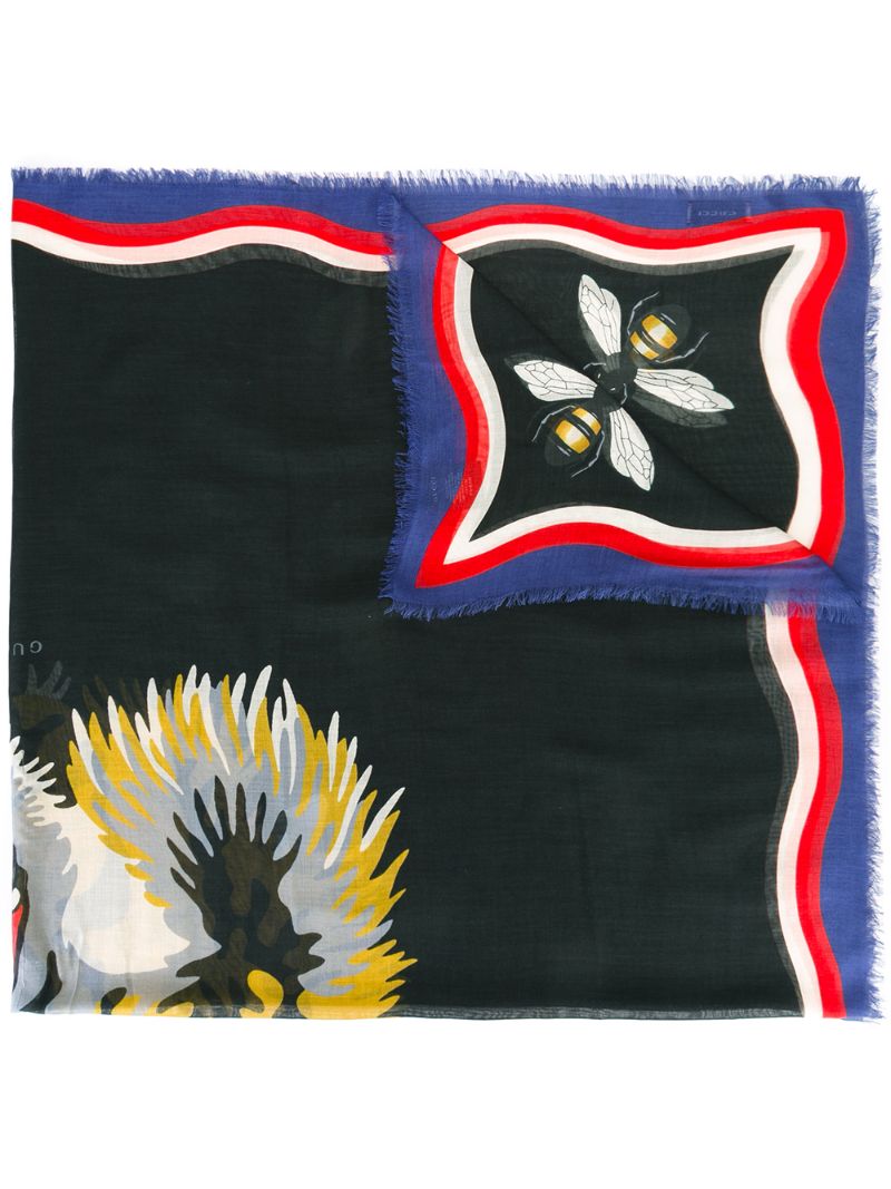 Gucci - bee and tiger foulard - men - Silk - One Size - Multicolour