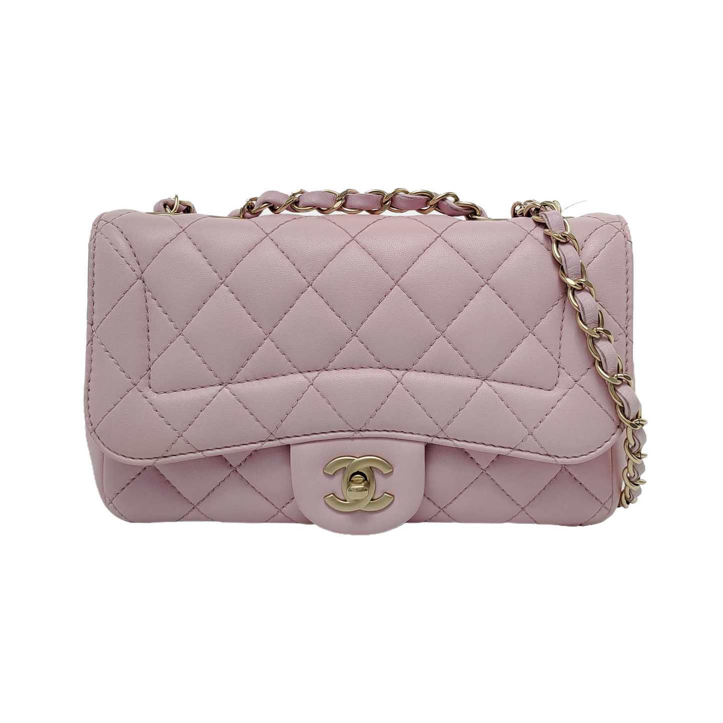 Chanel Diana Flap Lambskin Double Hardware Pink Gold Small Leather Handbag