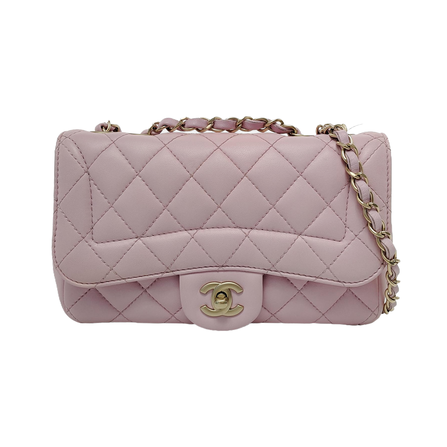 Chanel Diana Flap Lambskin Double Hardware Pink Gold Small Leather Handbag