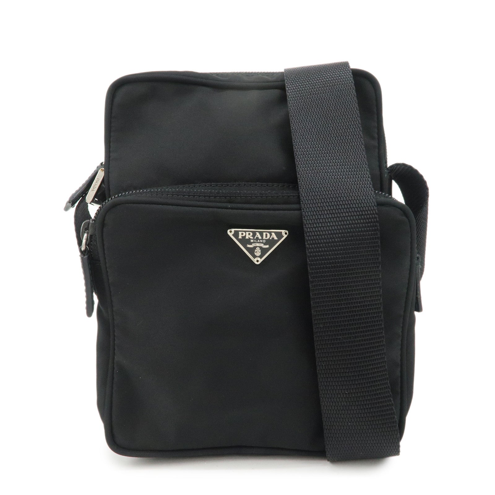 Shoulder Bag Triangle 2 Leather Nylon Black Nylon Black 2