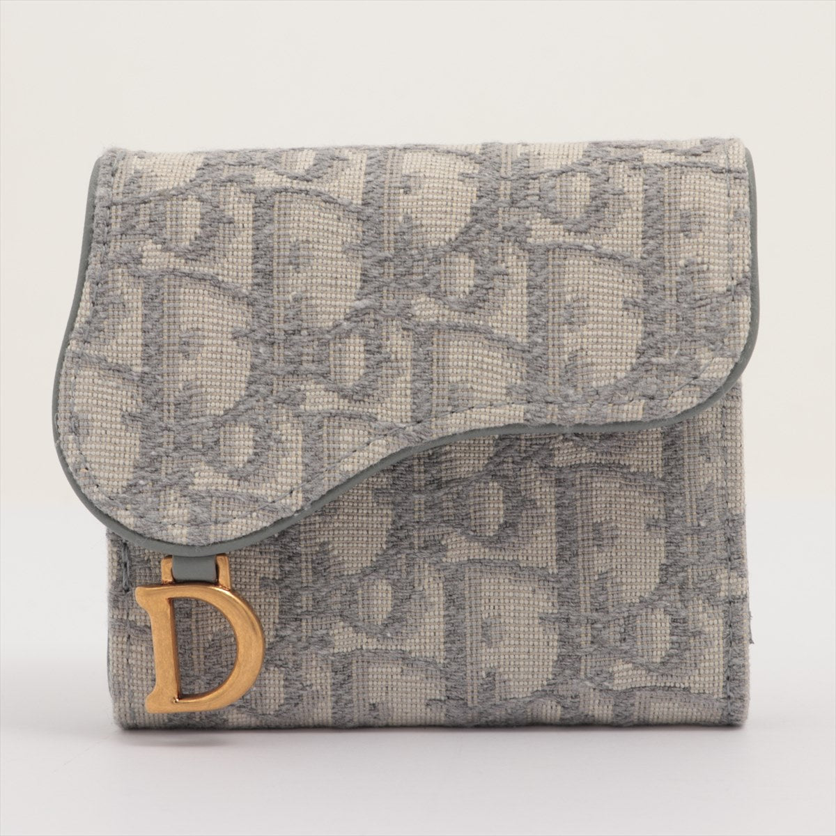 Dior Handbag Christian Oblique Jacquard Saddle Wallet Gray Medium