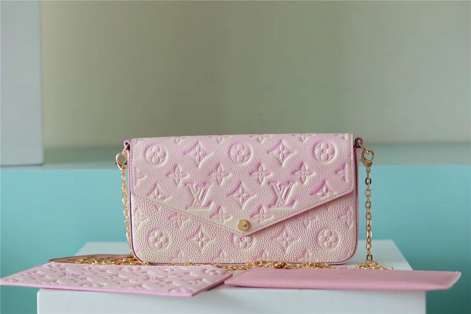Top Quality Pochette Felicie Empreinte Rose Poudre Monogram Pink Crossbody Bag