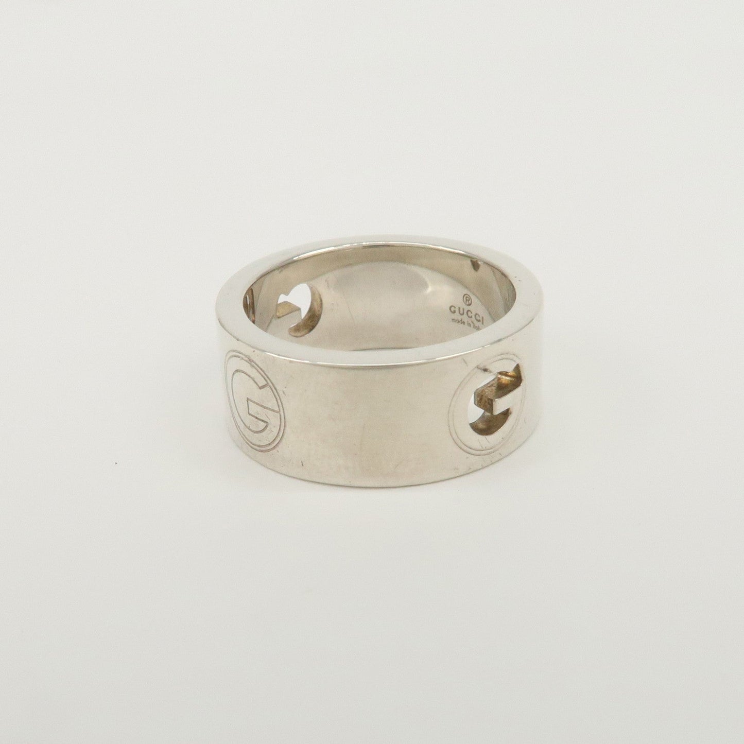 GUCCI Logo Metal Ring SV925 #12 Silver