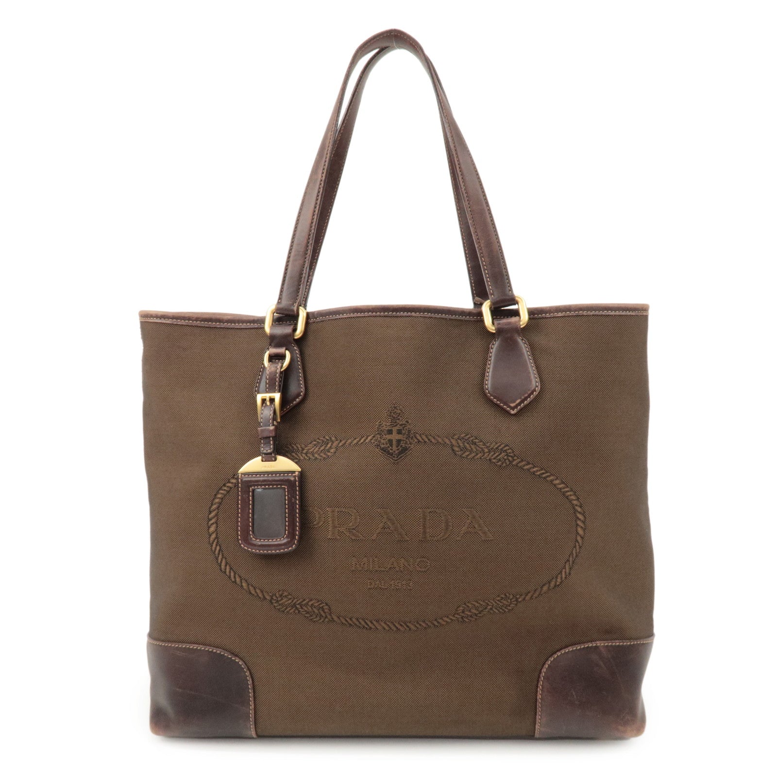 Tote Bag Triangle Jacquard 2Way Bag d Leather Brown Logo
