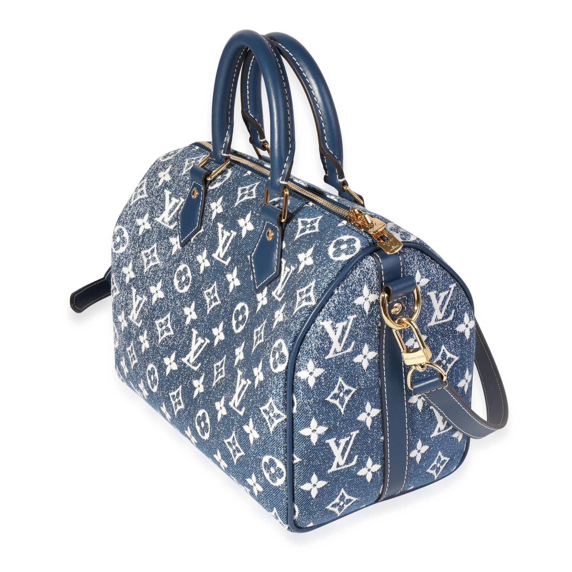 Louis Vuitton Jacquard Speedy Bandoulière 25 Denim Blue Handbag