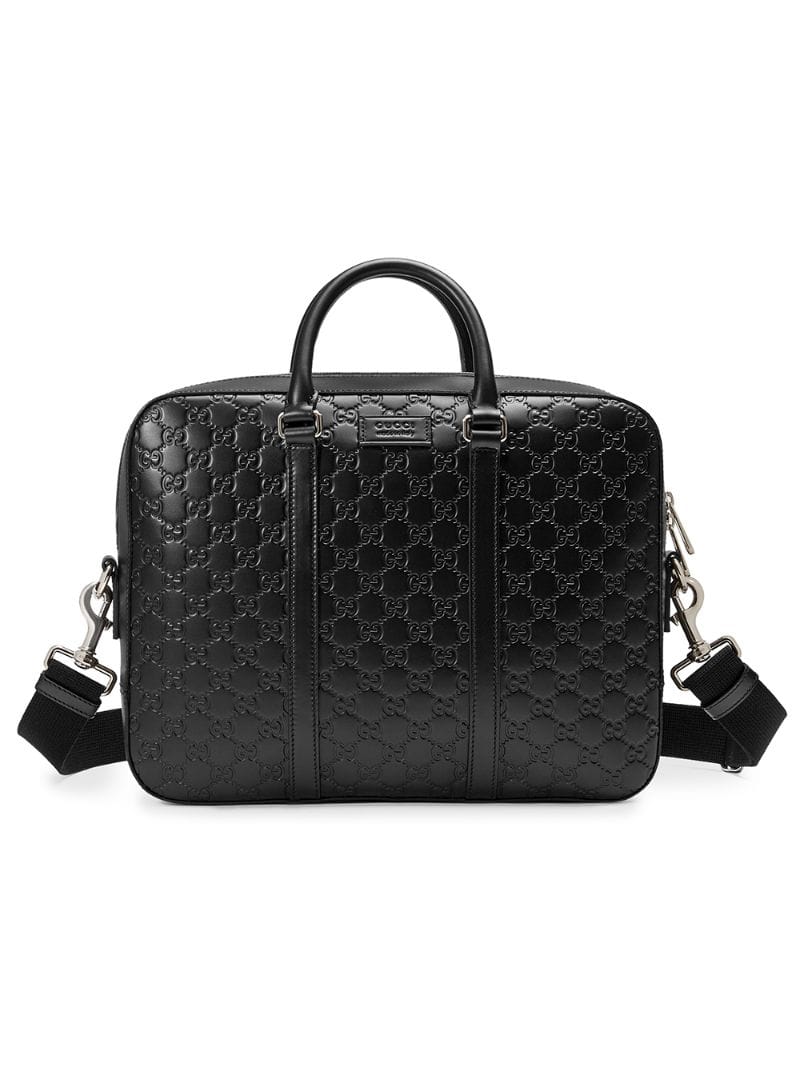 Gucci - Gucci Signature leather briefcase - men - Microfibre/Leather - One Size - Black