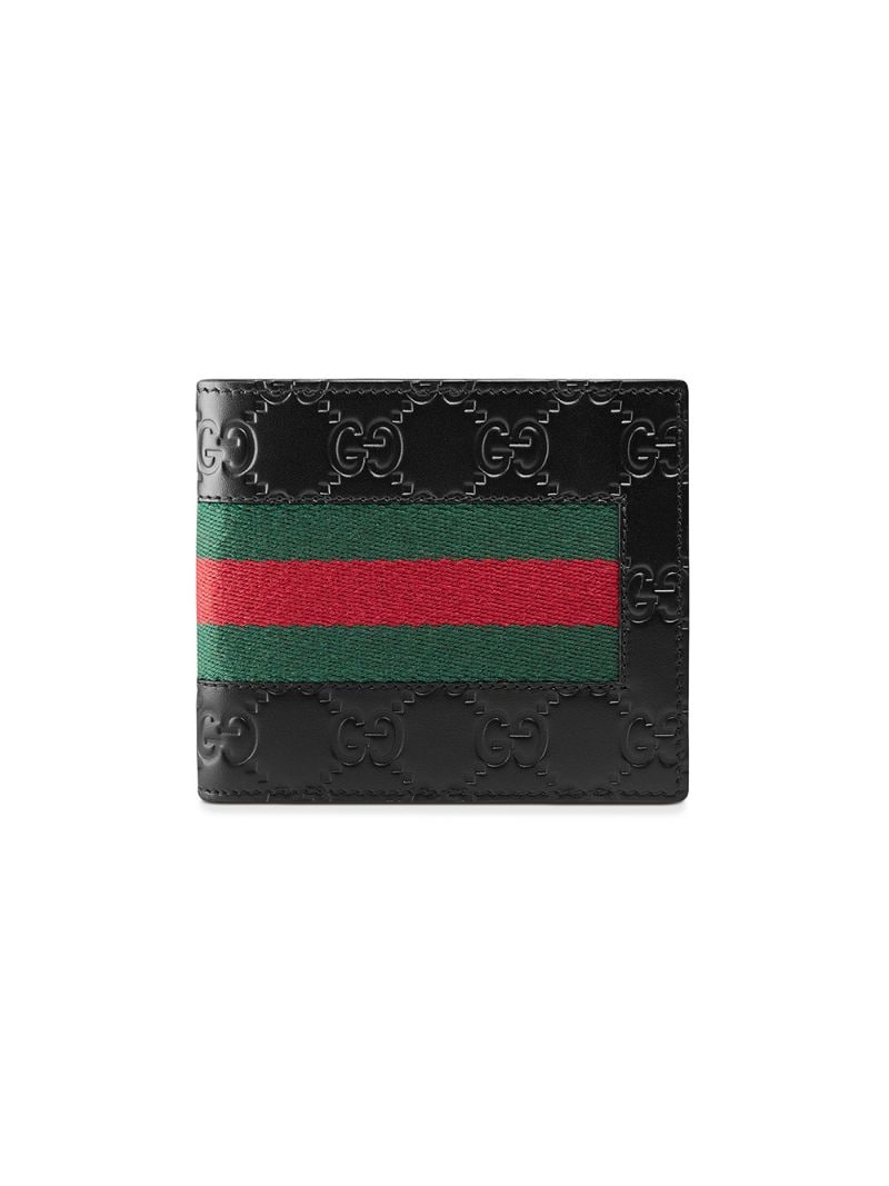 Gucci - Gucci Signature Web wallet - men - Leather - One Size - Black