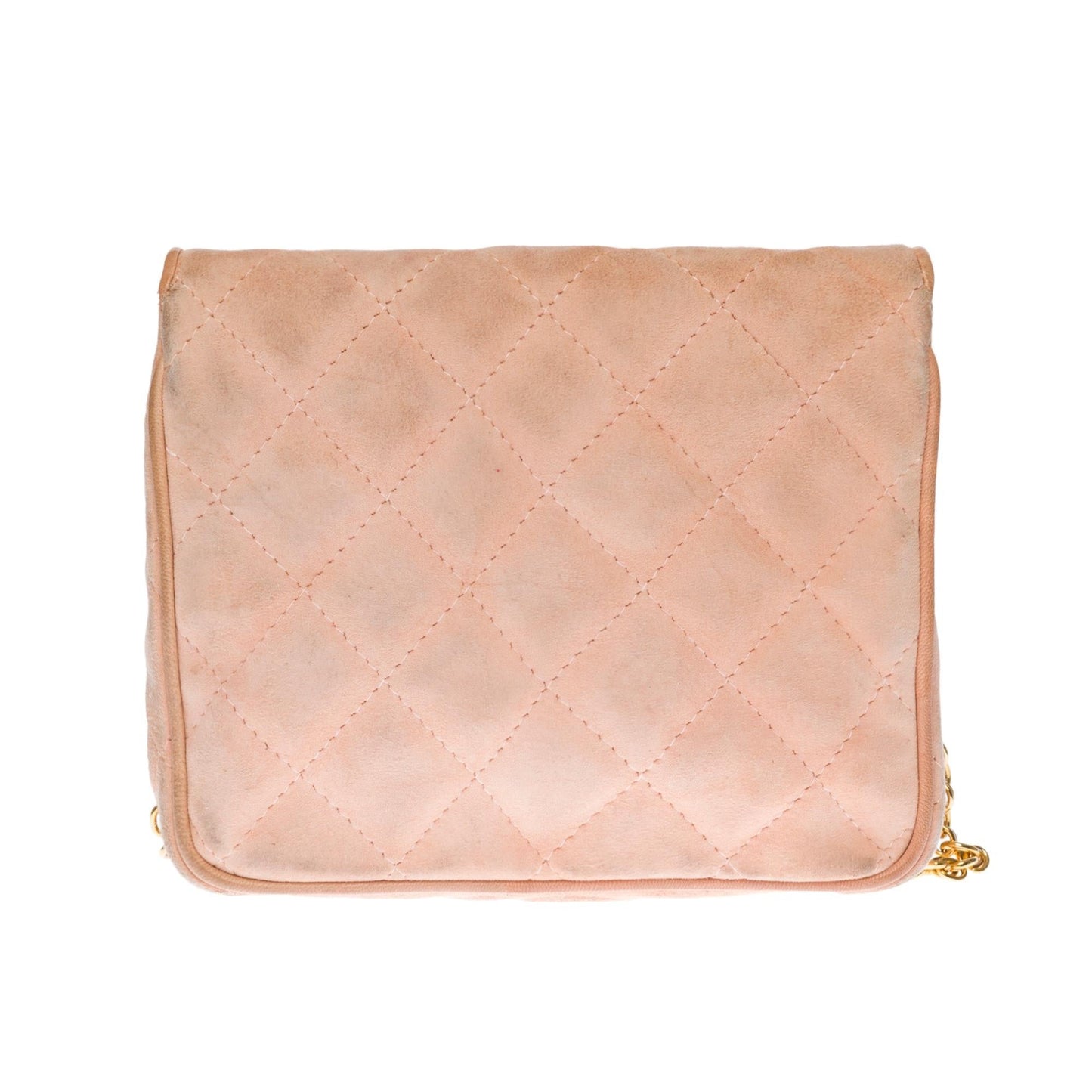 Chanel Classic Mini shoulder New Bag in pink quilted suede, GHW