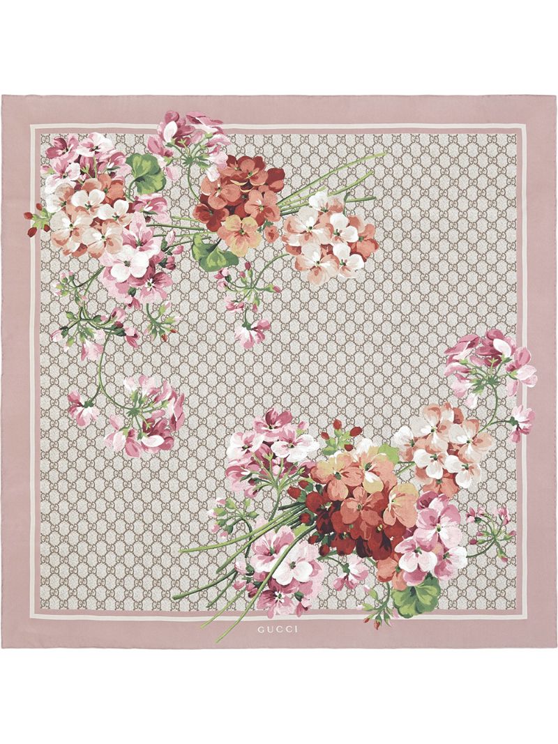 Gucci - Geranium print scarf - women - Silk - One Size - PINK