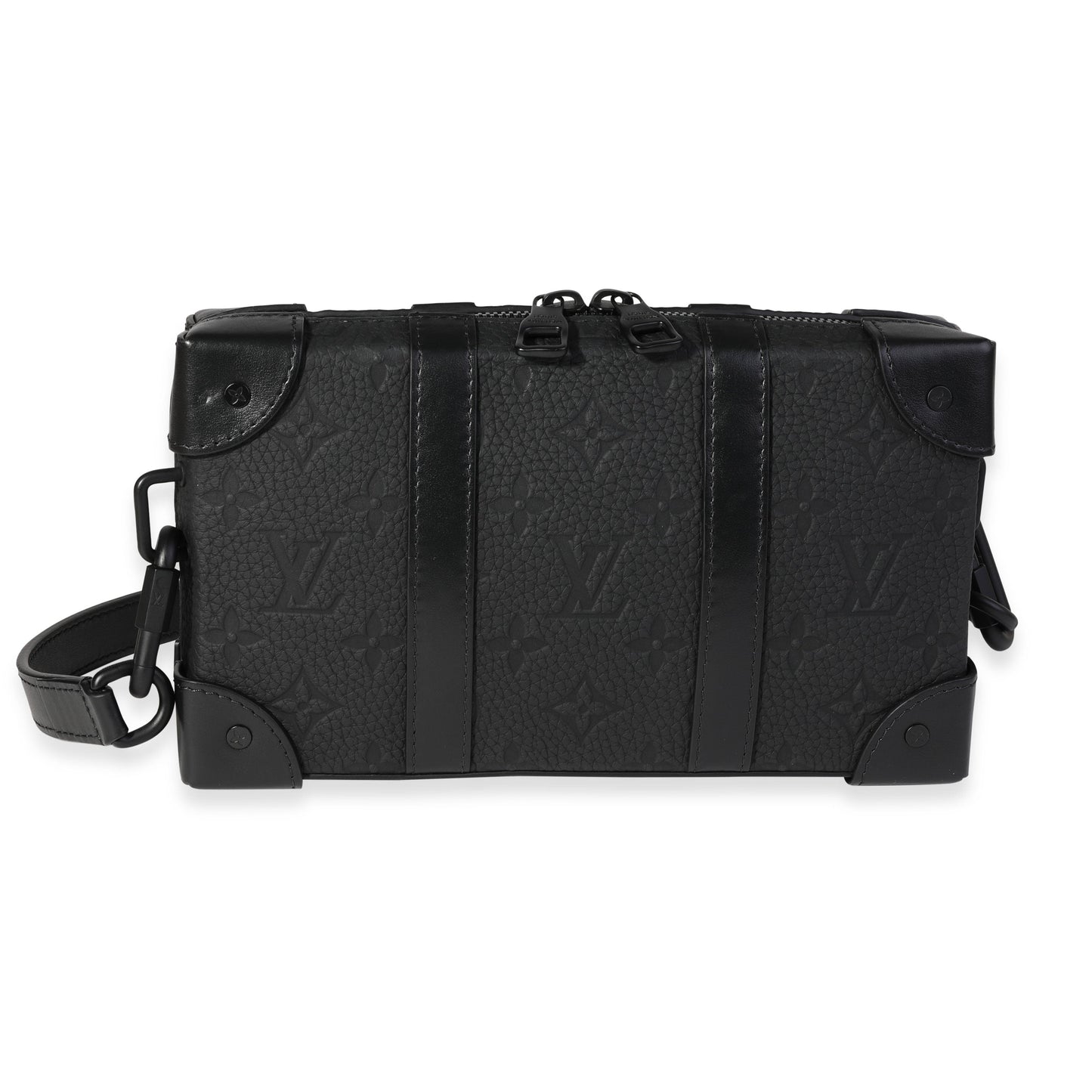 Louis Vuitton Embossed Taurillon Soft Trunk Monogram Leather Black Wallet Case
