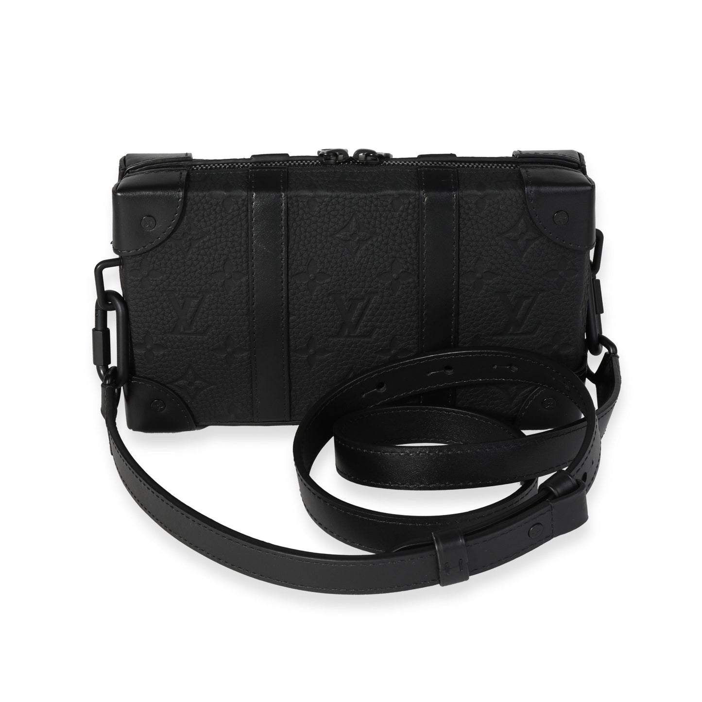 Louis Vuitton Embossed Taurillon Soft Trunk Monogram Leather Black Wallet Case