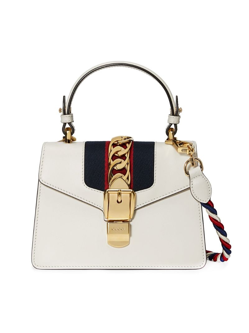 Gucci - White Sylvie Small Leather shoulder bag - women - Suede/Nylon/Leather/metal - One Size - White