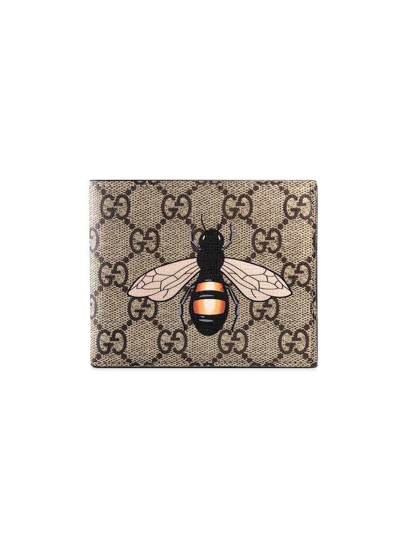 Gucci - Bee print GG Supreme wallet - men - Canvas/Leather - One Size - Neutrals