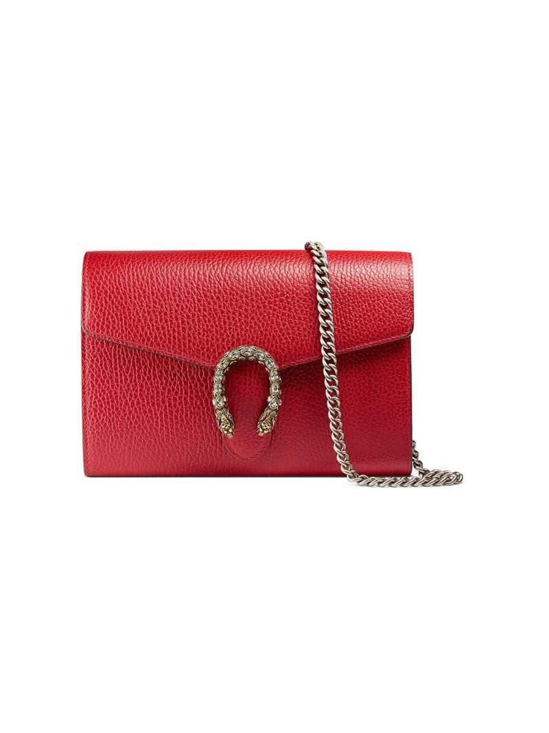Gucci - Dionysus leather mini chain bag - women - metal/Leather - One Size - Red