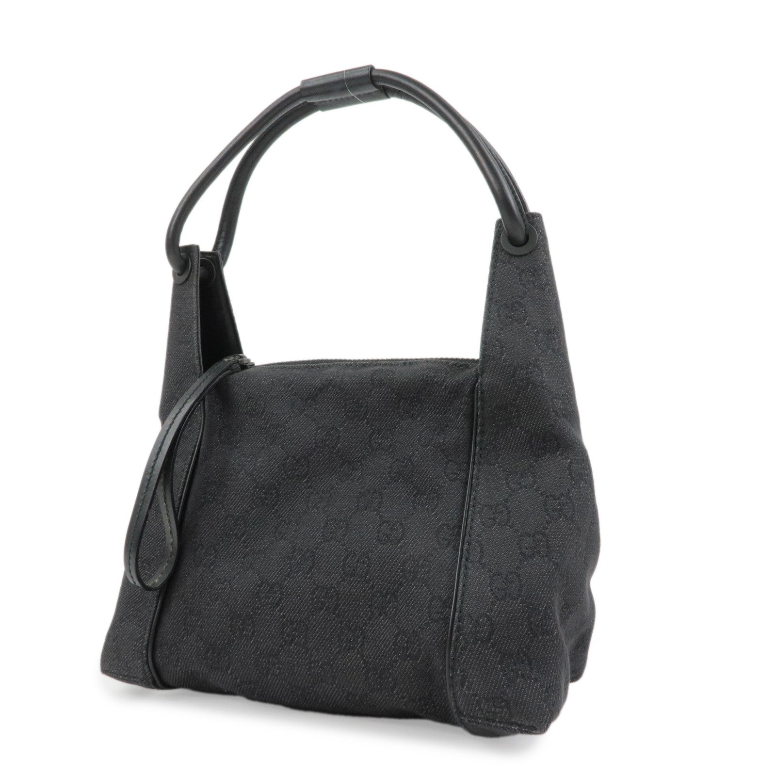 GUCCI GG Monogram Leather Shoulder Bag Hand Bag Black 101333