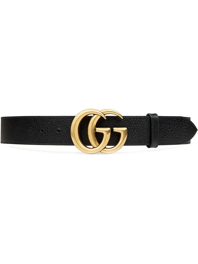 Gucci - Leather belt with double G buckle - men - Leather/Brass - 90, 110, 75, 80, 85, 95, 100, 105, 115 - Black