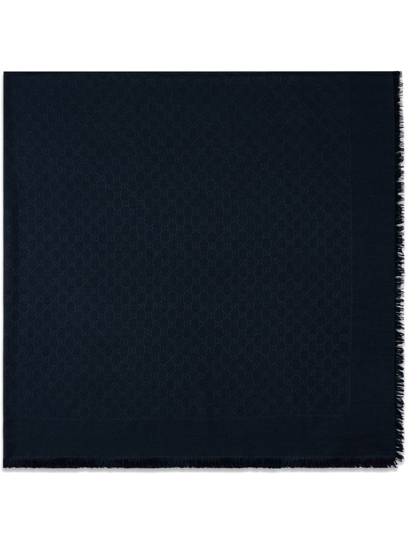 Gucci - Silk wool GG jacquard shawl - women - Silk/Wool - One Size - Blue