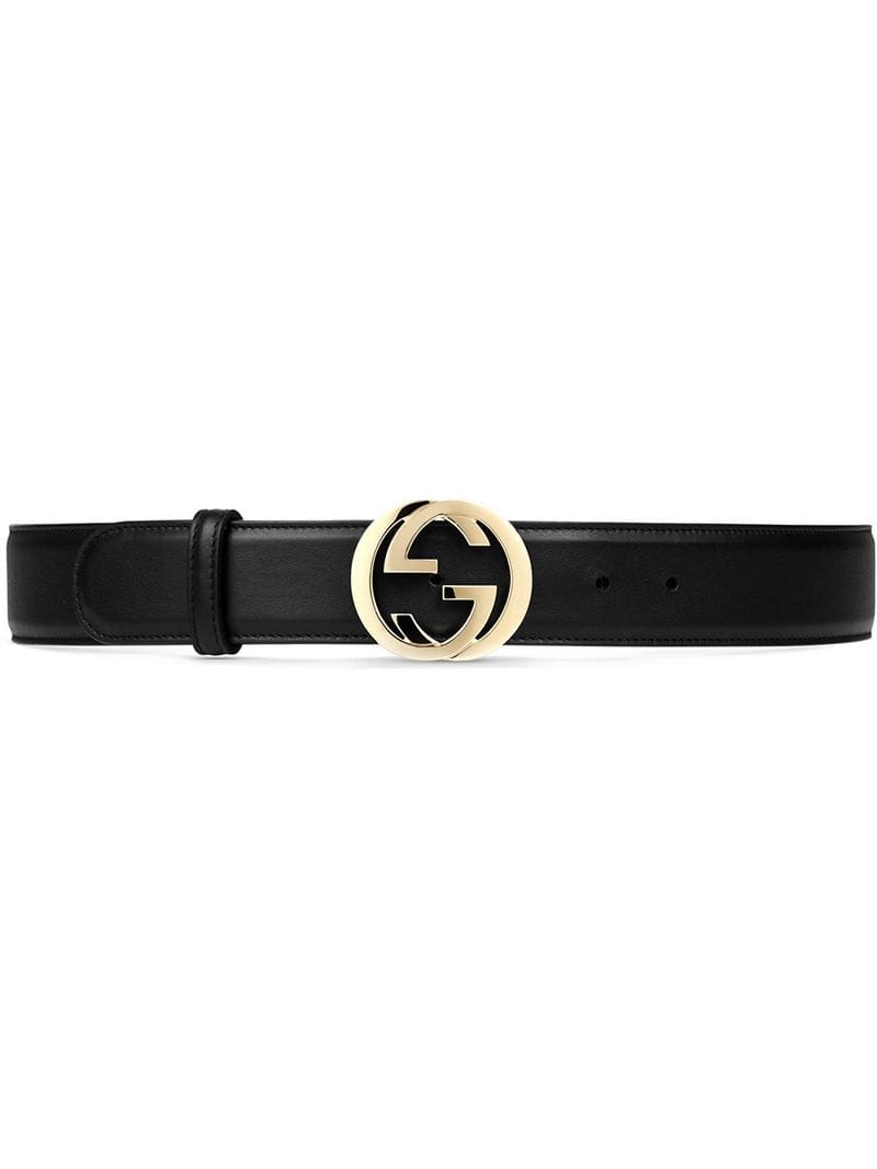 Gucci - Leather belt with interlocking G buckle - women - metal/Leather - 75, 80, 70, 85, 90, 95, 65 - Black
