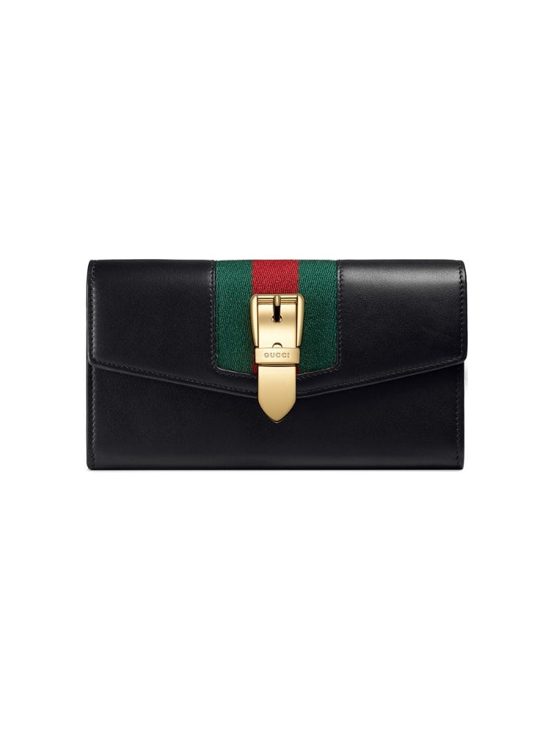Gucci - Sylvie leather continental wallet - women - Nylon/Leather - One Size - Black