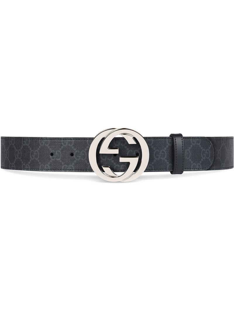 Gucci - GG Supreme belt with G buckle - men - Canvas/metal/Leather - 85, 90, 80, 115, 95, 100, 105 - Black