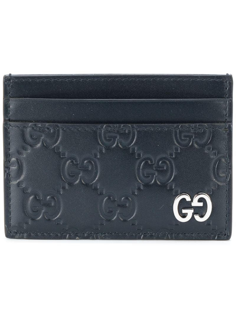 Gucci - signature card case - men - Calf Leather - One Size - Blue