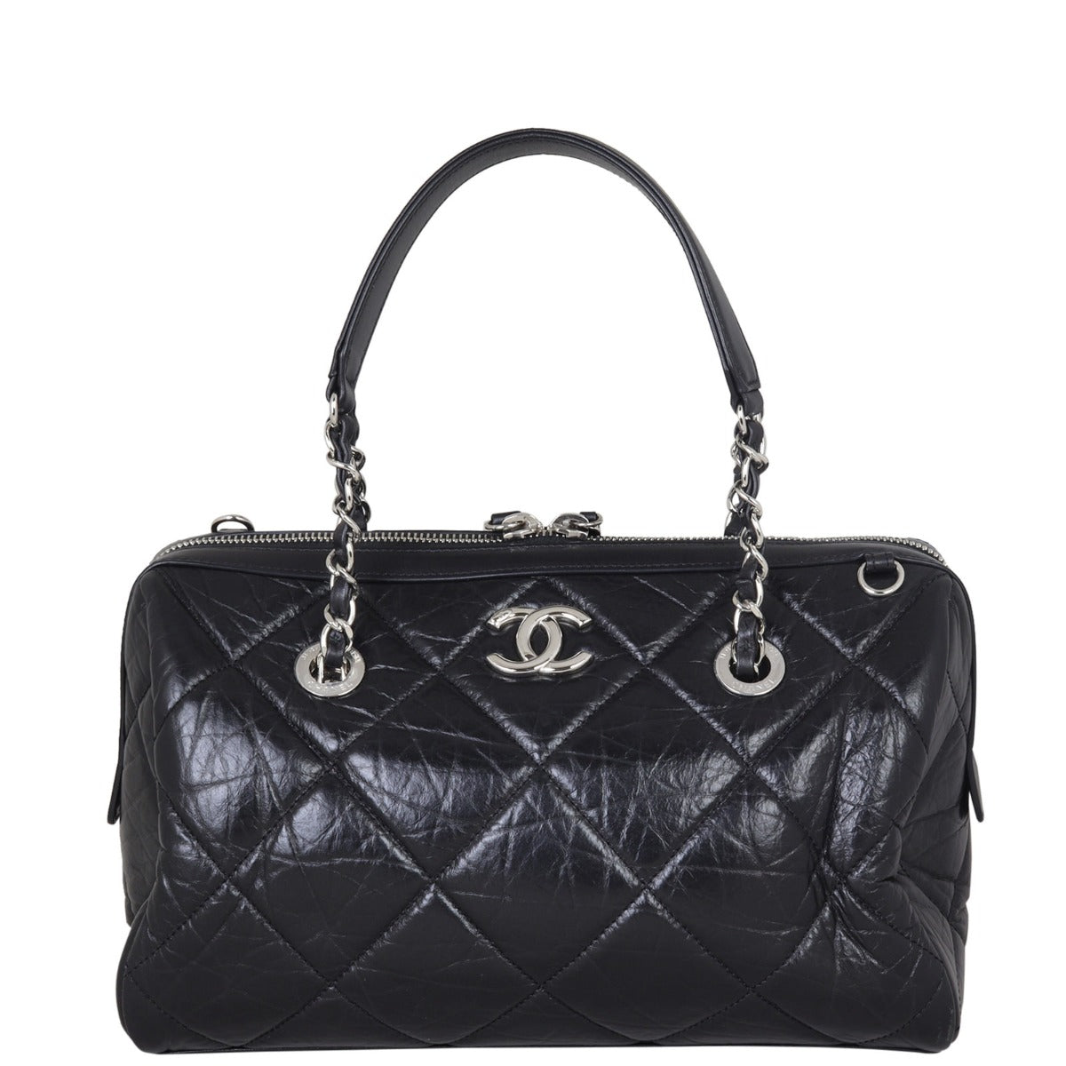 Chanel Calfskin Bowling Bag Small Handbag