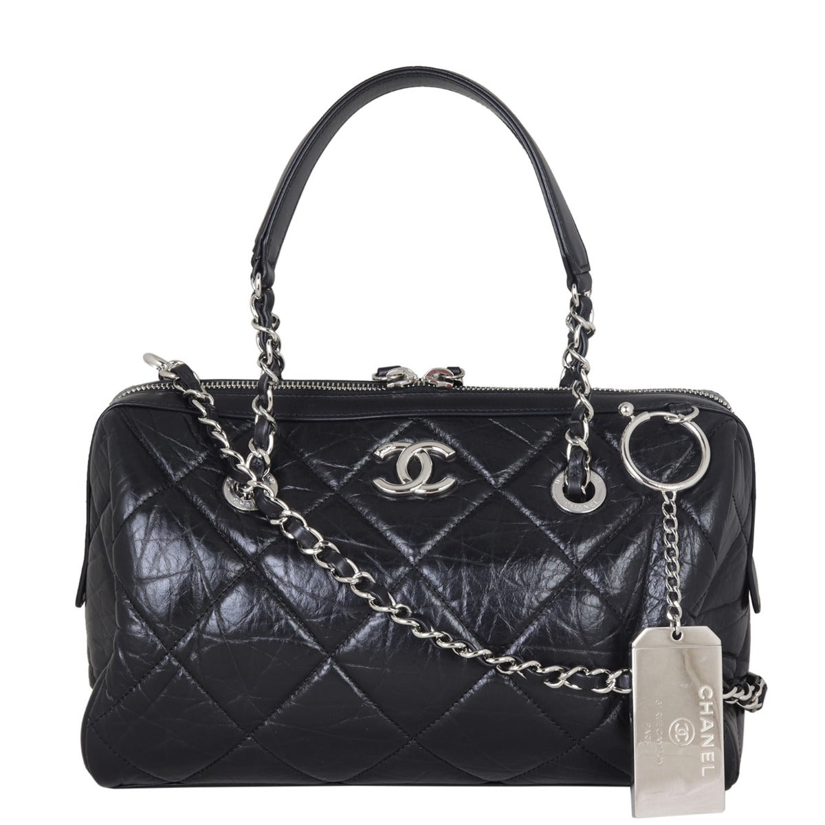 Chanel Calfskin Bowling Bag Small Handbag