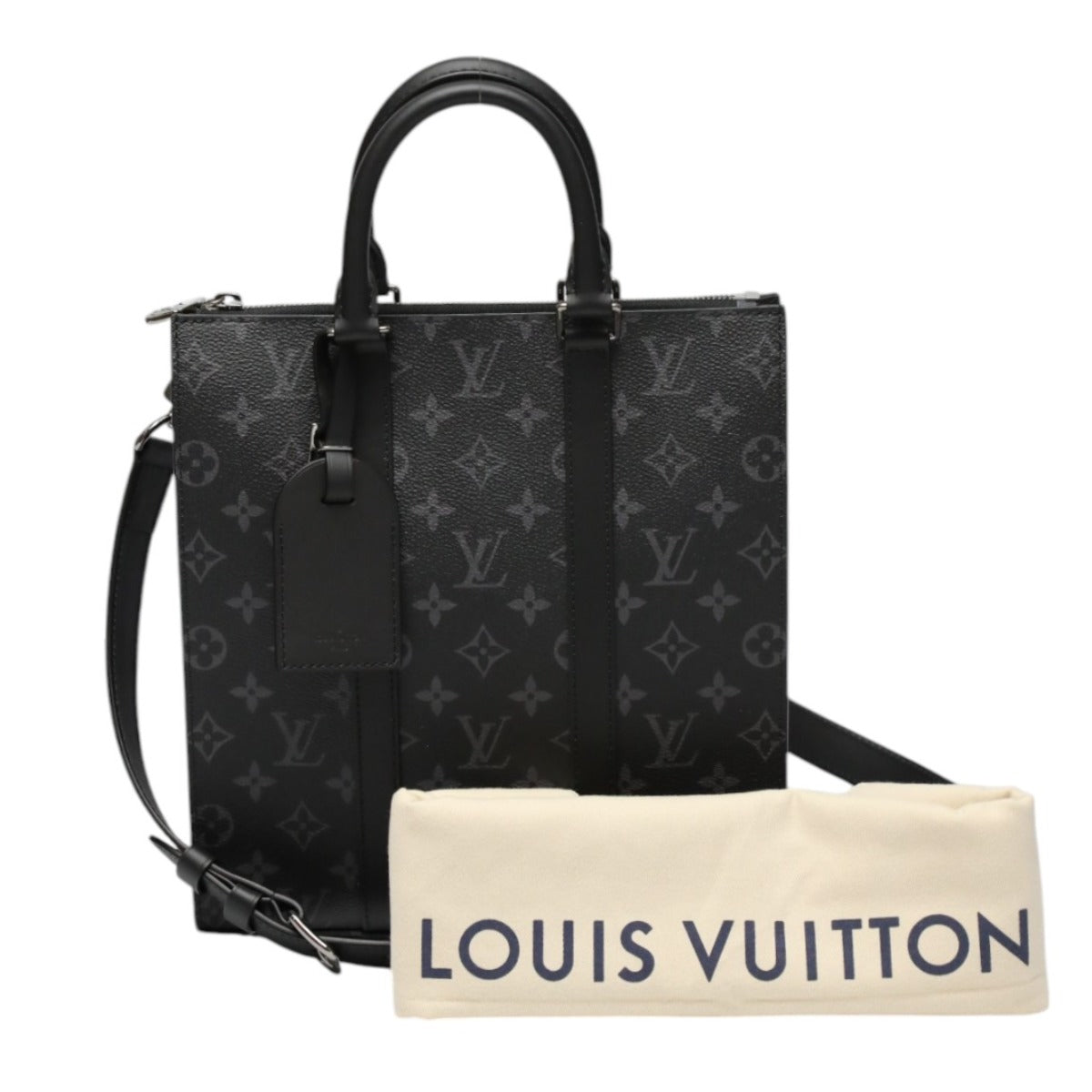 Louis Vuitton M46456 Eclipse Sac Plat Cloth Monogram Canvas Black Tote Bag