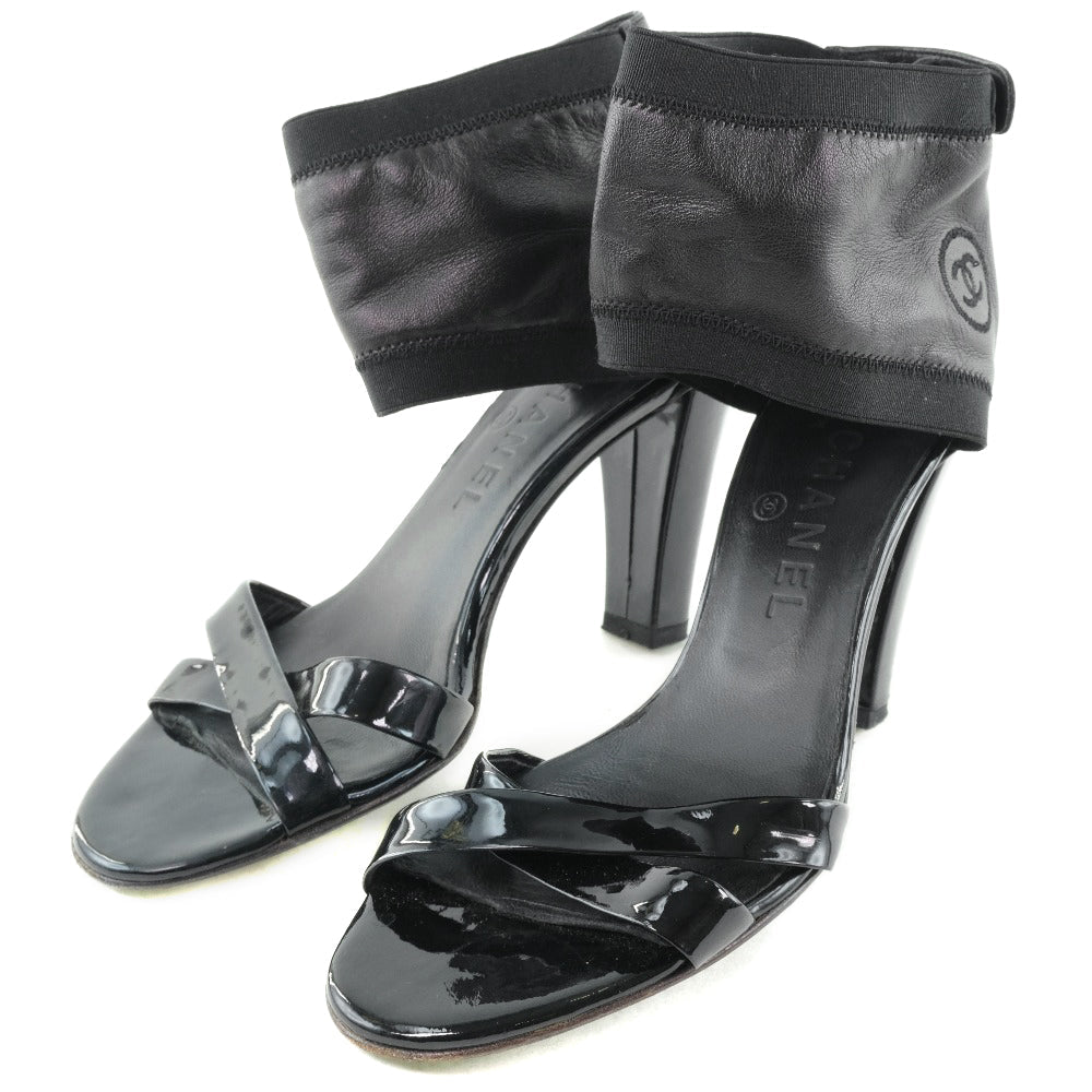 CHANEL pumps leather black COCO Mark Women 36 1/2C  
