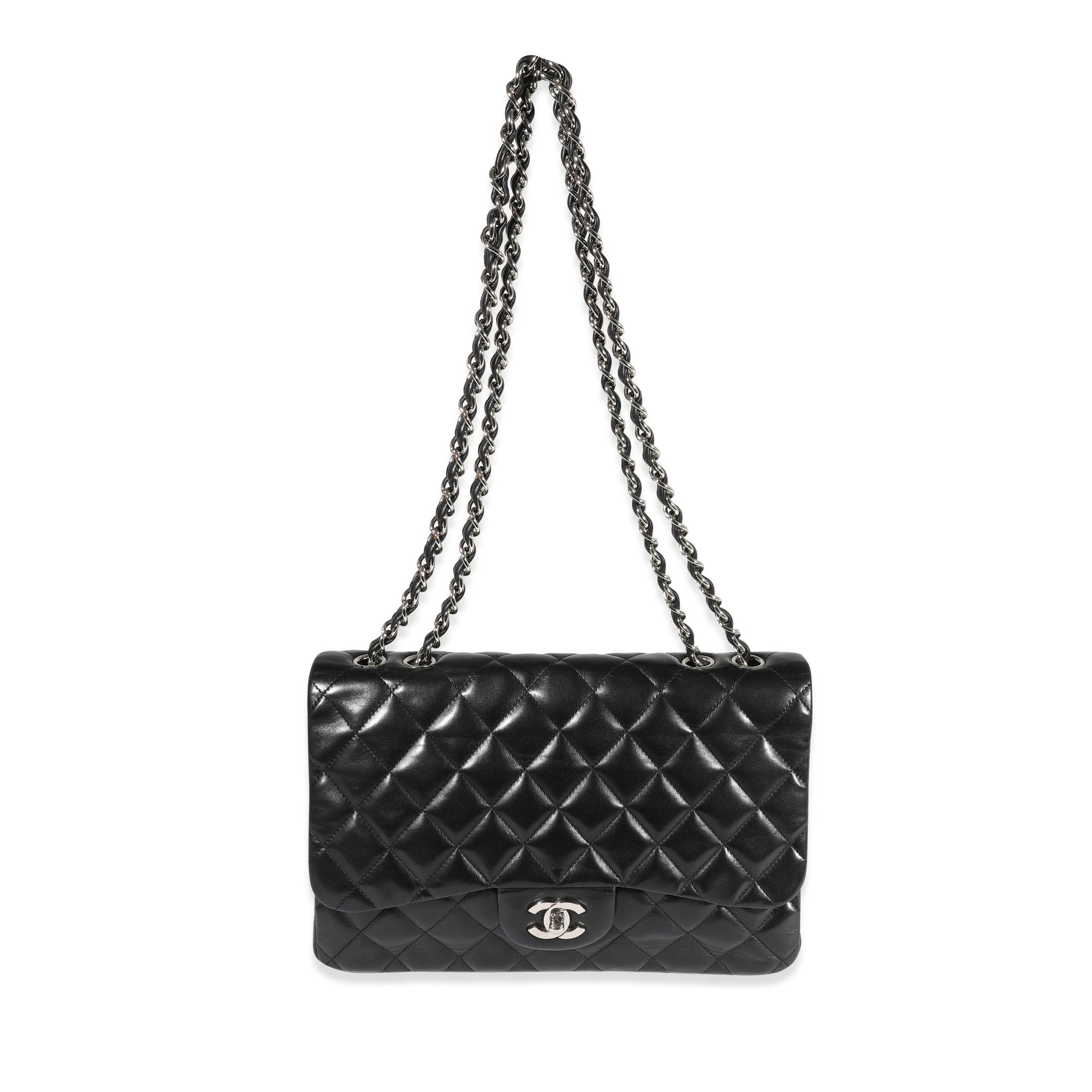 Chanel Black Quilted Lambskin Jumbo Classic Single New Bag