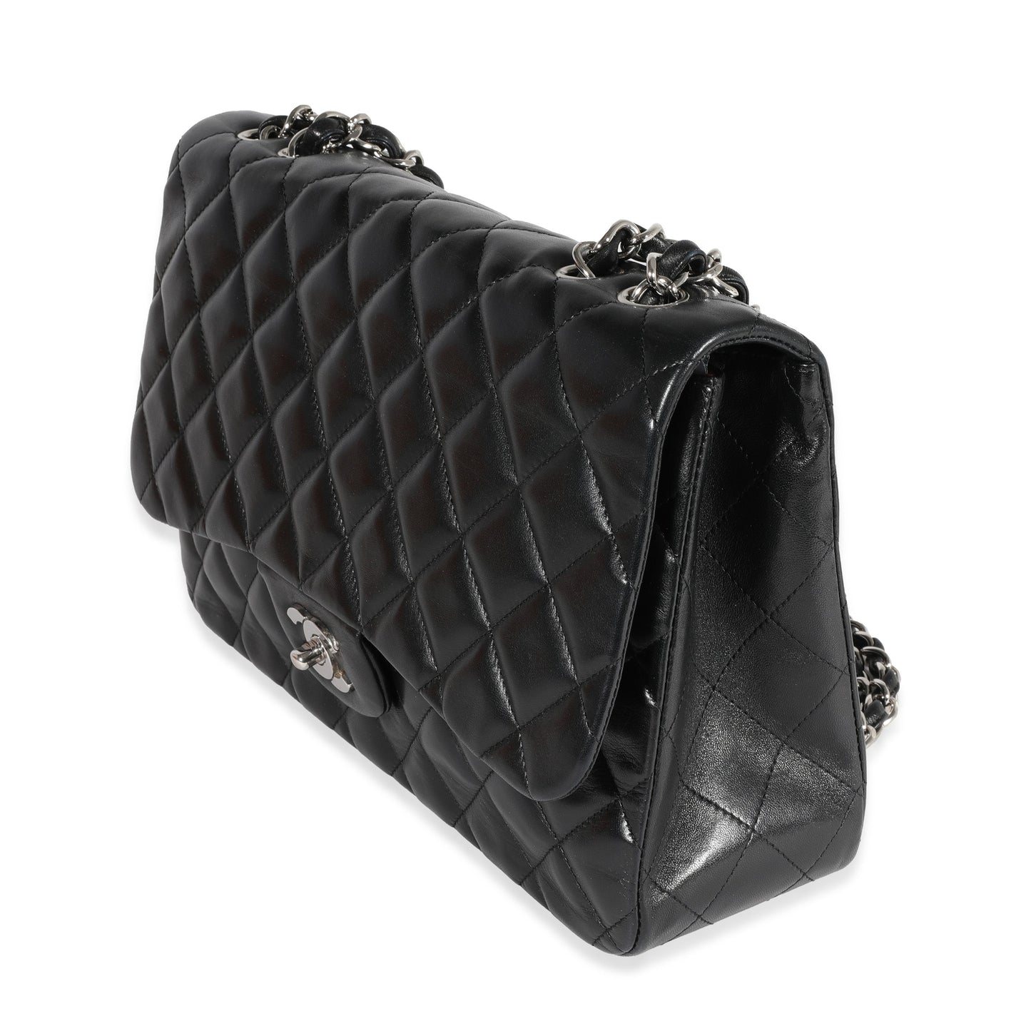 Chanel Black Quilted Lambskin Jumbo Classic Single New Bag