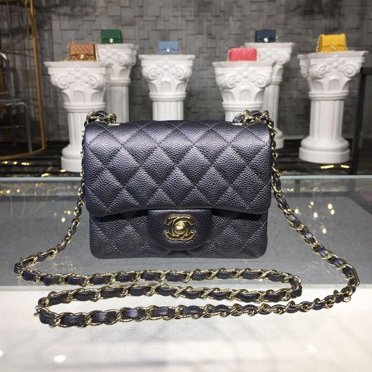 Chlmini Top Qualityap Bag Caviar For Women Black Crossbody Bag
