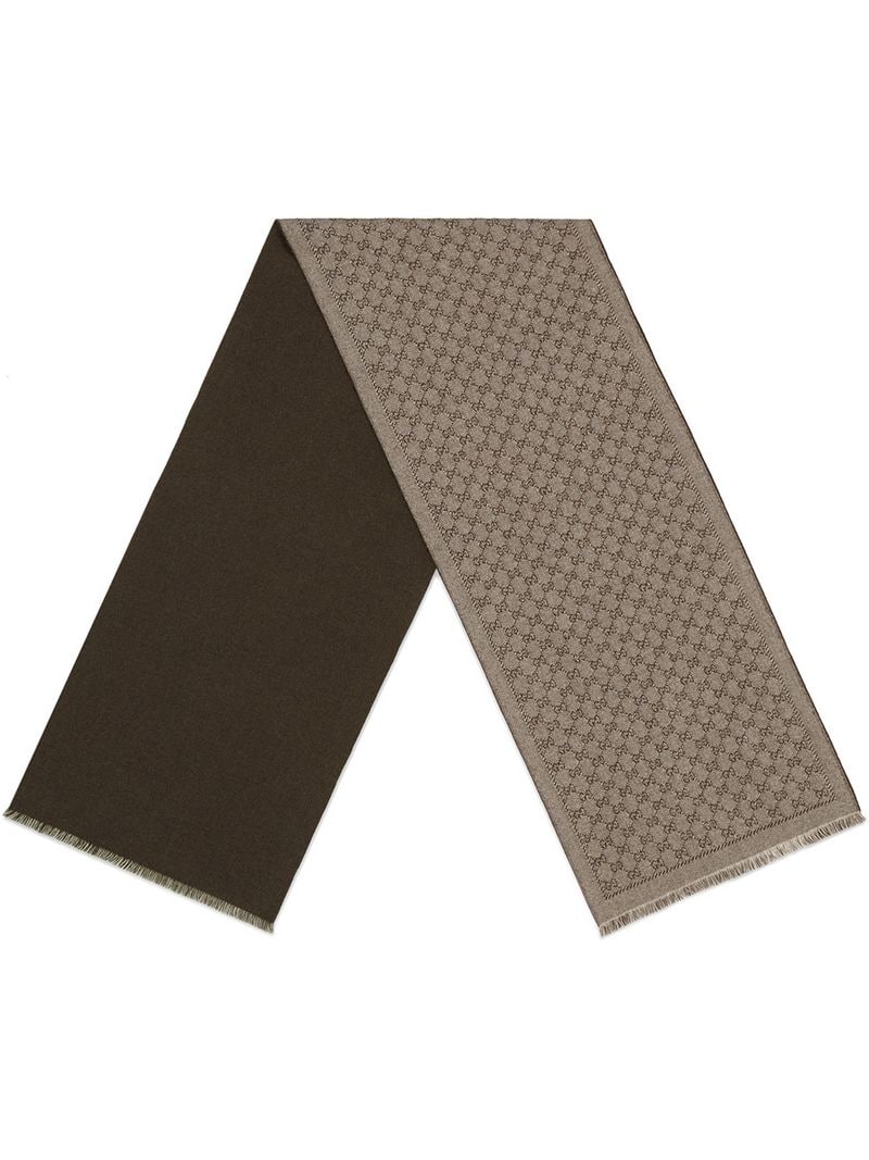 Gucci - GG jacquard wool scarf - men - Wool - One Size - NEUTRALS
