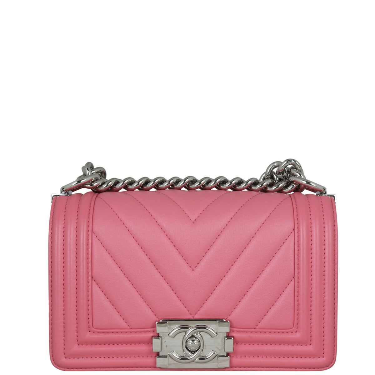 Chanel Boy Chevron Handbag Pink Small