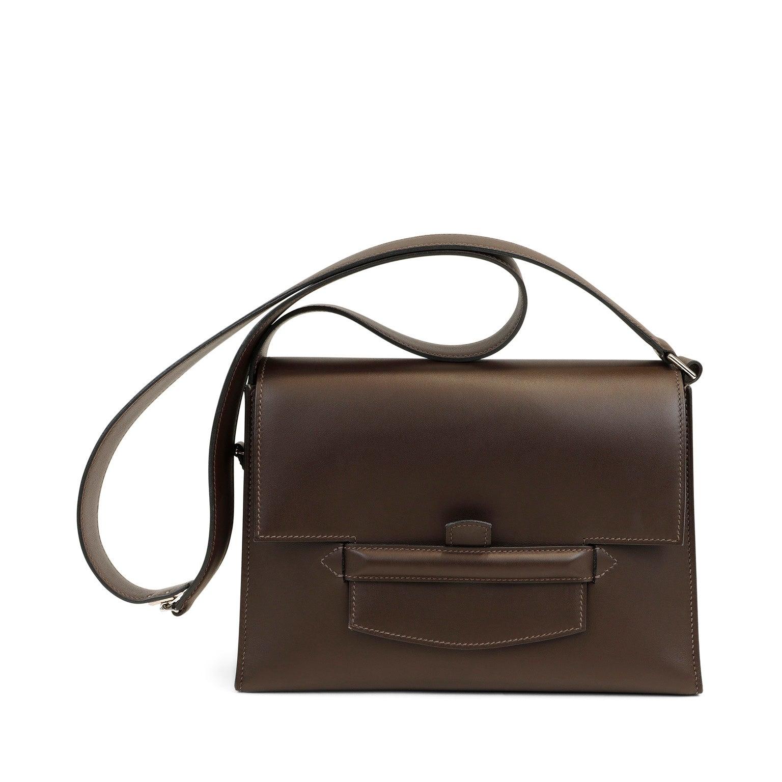 Hermes Luxury Espresso Evergrain Crossbody W Strap & Crossbody Bag