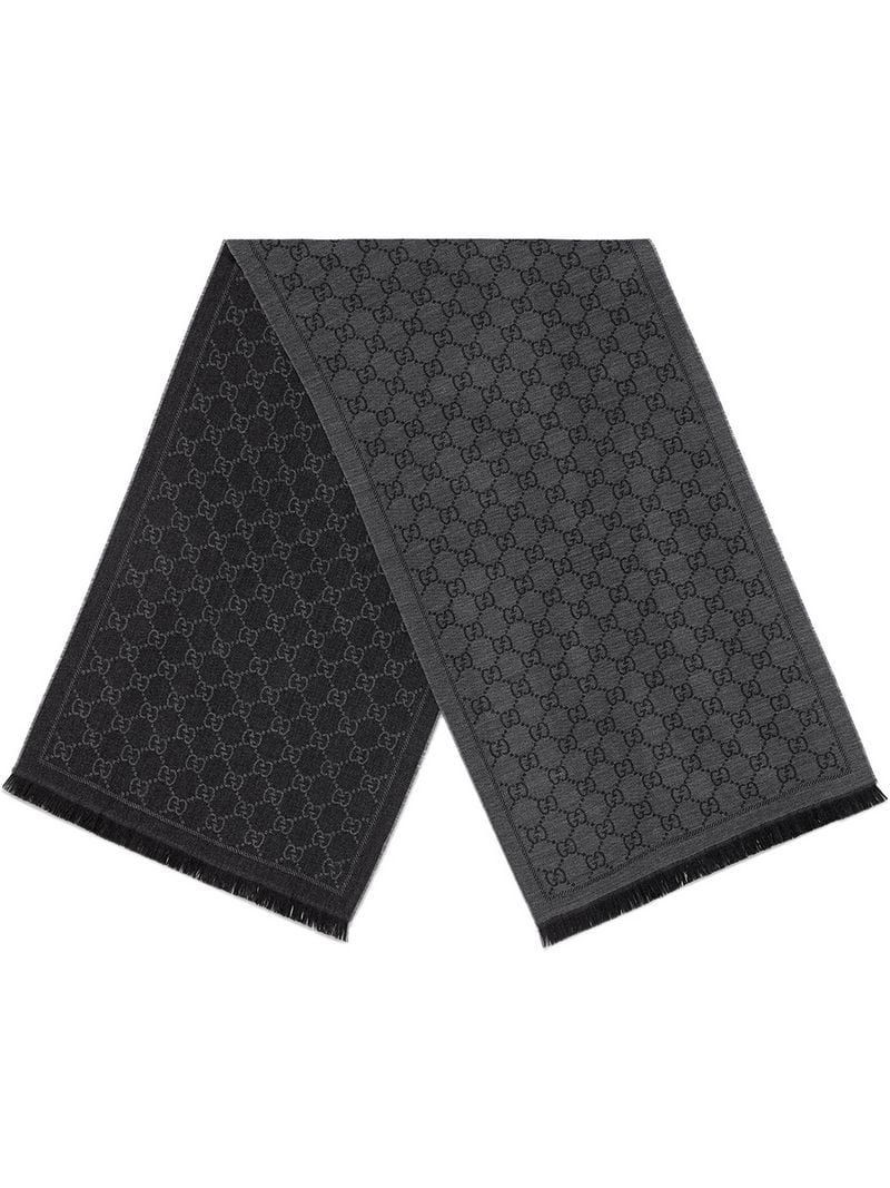 Gucci - GG jacquard pattern knit scarf - unisex - Wool - One Size - Grey