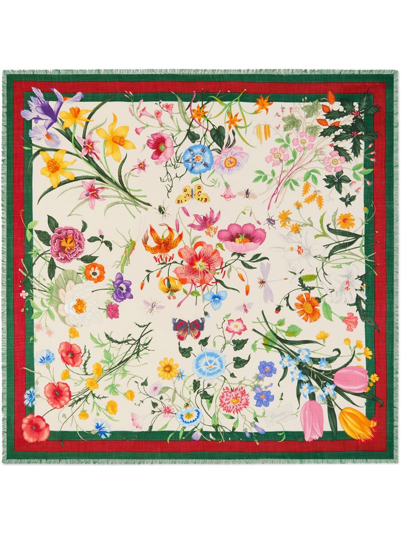 Gucci - Flora Web print shawl - women - Silk/Wool - One Size - Multicolour