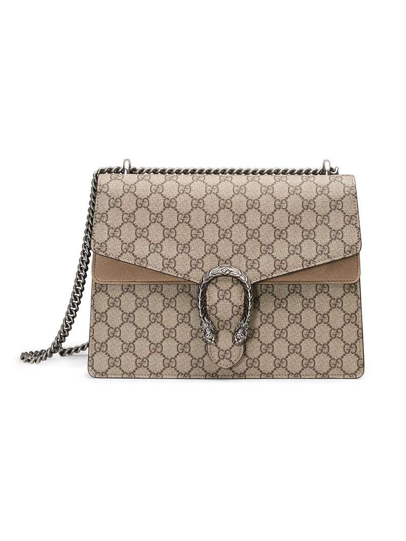 Gucci - Dionysus GG Supreme shoulder bag - women - metal/Cotton/Suede - One Size - NEUTRALS