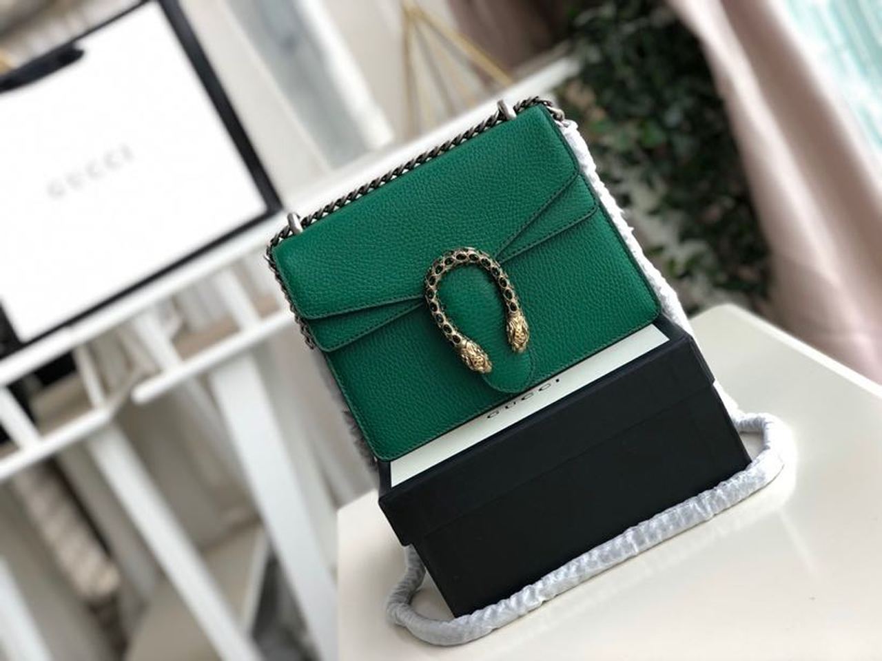 gg Dionysus Metal-Free Tanned 7.5in Green Mini Bag