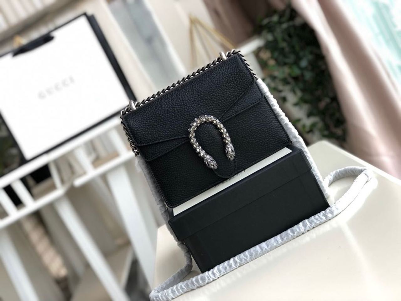 gg Dionysus Metal-Free Tanned 7.5in Black Mini Bag