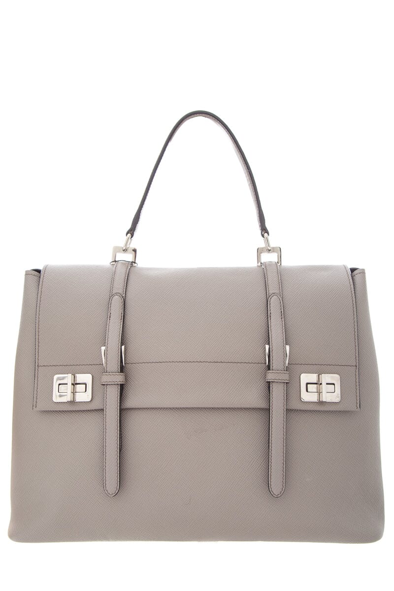 Prada Cuir Double Turn Lock Handbag Saffiano Travel Bag